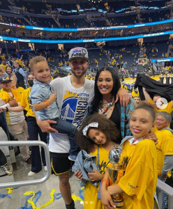 Ayesha and their three kids joined Stephen at a Warriors game last month